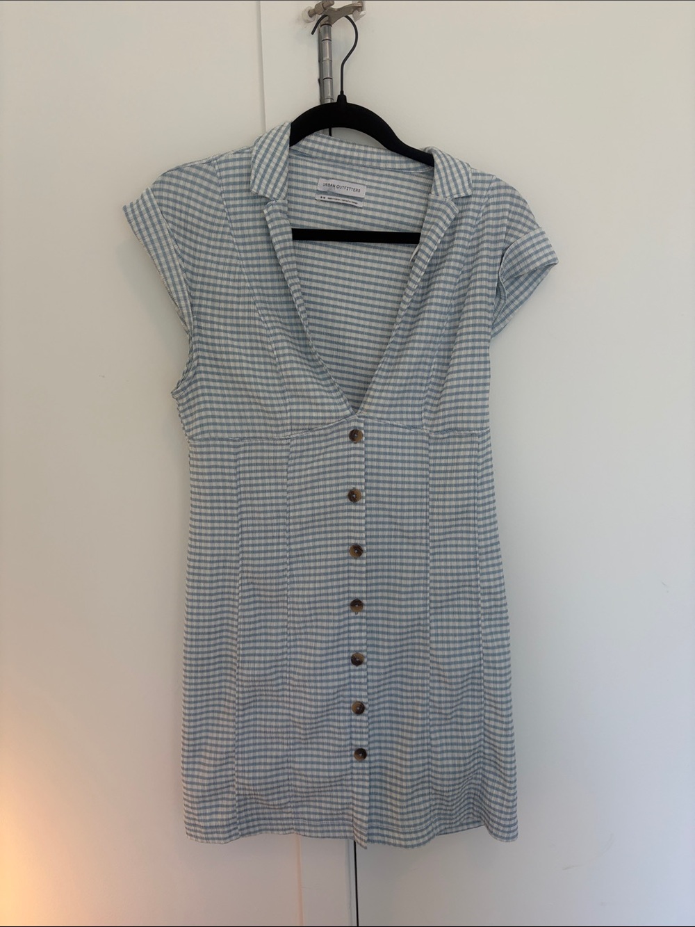 Urban Outfitters Light Blue & White Gingham Button-Front Dress